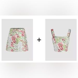 Floaral Jacquard Mini Skirt and Crop Tank top